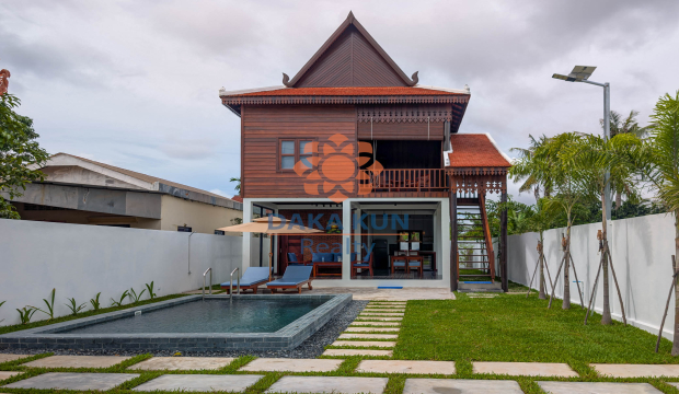 3-Bedroom Wooden House with Swimming Pool for Rent in Siem Reap City
